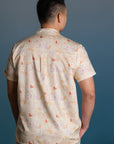 Men's Mandarin-collared Shirt - Coral Flutter Spring