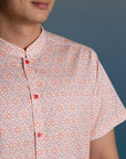 Men's Mandarin-collared Shirt - Mickey Honeycomb Tiles