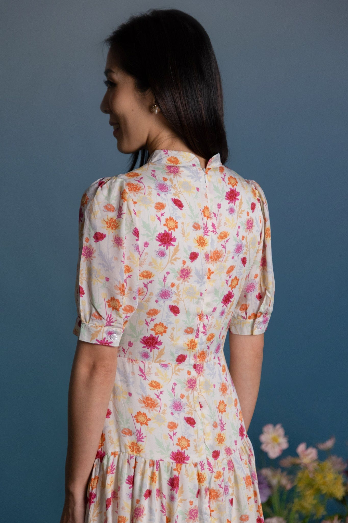 Ladies Gwen Dress - Colourful Chrysanthemums