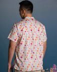 Men's Mandarin-collared Shirt - Colourful Chrysanthemums