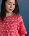Ladies Kelly Top - Red Honeycomb Tiles