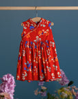 Flare Cheongsam - Red Tree Songbirds