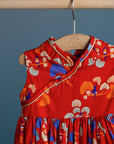 Flare Cheongsam - Red Tree Songbirds