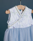 Flare Tulle Cheongsam - Blue Flutter Spring