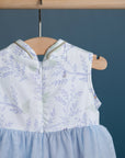 Flare Tulle Cheongsam - Blue Flutter Spring