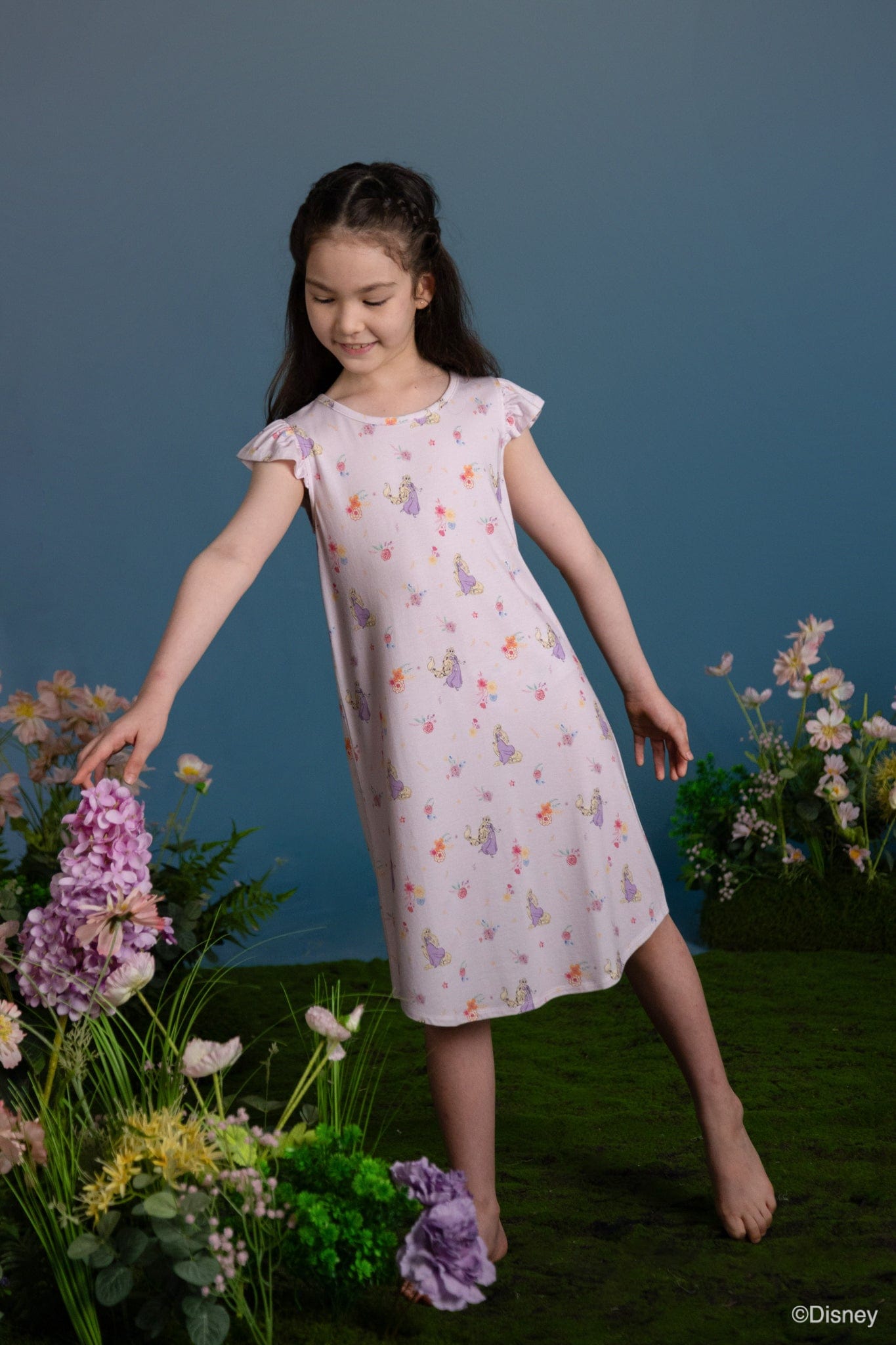 Girls' Flutter Nightgown - Lilac Floral Rapunzel