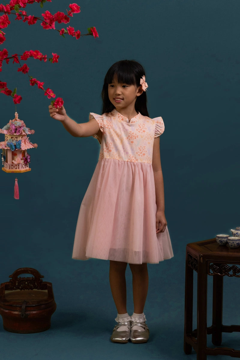 open lace back dress Flora Dress Pink Floral Bamboo| Elly CNY 2026 – The Elly Store