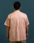 Men's Mandarin-collared Shirt - Pink Floral Bamboo