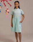 Giselle Cheongsam - Teal Plaid Tiles