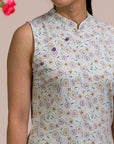 Ladies Mini Harper Cheongsam - Blue Fans