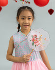 Flare Tulle Cheongsam - Pink Teal Mosaic