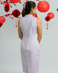 Ladies Mini Peony Cheongsam - Pink Teal Mosaic