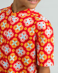 Mandarin-collared Shirt - Red Lucky Coins