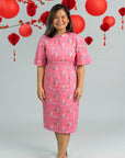 Ladies Renee Cheongsam - Pink Floral Lanterns