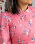 Ladies Renee Cheongsam - Pink Floral Lanterns