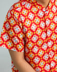 Men's Mandarin-collared Shirt - Red Lucky Coins