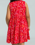 Jersey Flare Cheongsam - Red Floral Bamboo