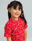 Jersey Wendy Cheongsam - Red Floral Bamboo
