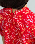 Jersey Wendy Cheongsam - Red Floral Bamboo