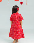 Jersey Wendy Cheongsam - Red Floral Bamboo
