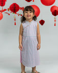 Wrap Cheongsam - Pink Teal Mosaic