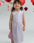 Wrap Cheongsam - Pink Teal Mosaic