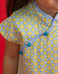 Cheongsam - Yellow Blue Mosaic