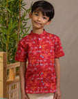 Mandarin-collared Shirt - Red Lucky Bonsai