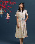 Ladies Sasha Dress - Cream Floral Bamboo