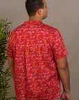 Men's Mandarin-collared Shirt - Red Lucky Bonsai
