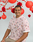 Men's Mandarin-collared Polo Tee - Firecracker Mickey