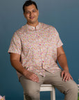 Men's Mandarin-collared Shirt - Zodiac Leaves