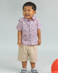 Little Man Shirt - Pink Tiles