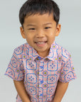 Little Man Shirt - Pink Tiles