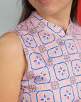 Ladies Mini Peony Cheongsam - Pink Tiles