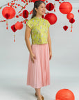 Ladies Alana Top - Yellow Floral Lanterns