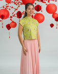 Ladies Alana Top - Yellow Floral Lanterns
