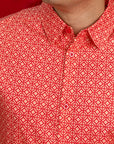 Men's Shirt - Peach Red Mosaic