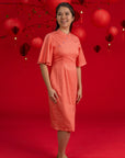 Ladies Renee Cheongsam - Peach Red Mosaic