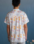 Men's Mandarin-collared Shirt - Pastel Tree Songbirds