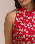 Ladies Heidi Cheongsam - Red Fans