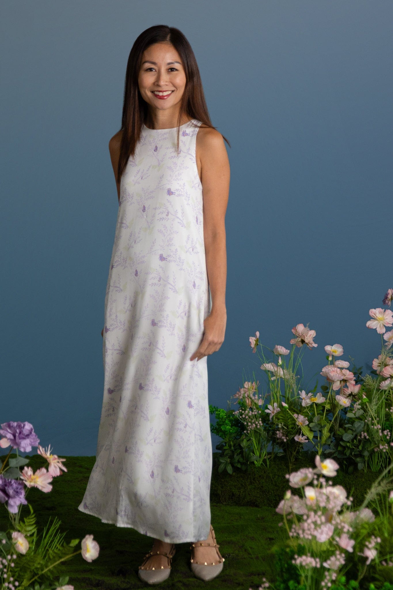 Ladies Cassie Dress Blue Flutter Spring | Elly CNY 2025 The Elly Store Ladies Cassie Dress Blue Flutter Spring | Elly CNY 2025 The Elly Store