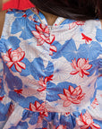 Flare Cheongsam - Blue Lotus