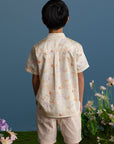 Mandarin-collared Shirt - Coral Flutter Spring
