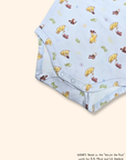 Classic Pooh baby onesie snap buttons for easy diaper changes, soft cotton fabric detail