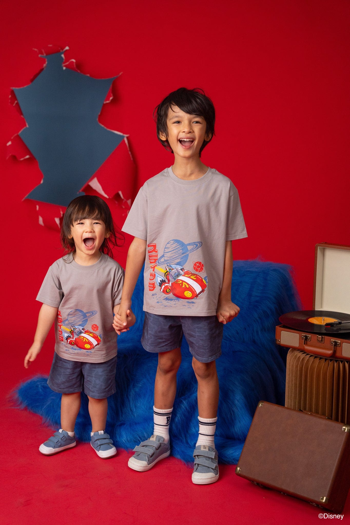 Kids wearing Stitch t-shirts