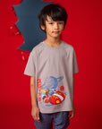 Boy in Stitch tee shirt with space design