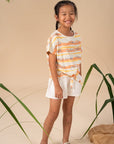 Tilly Tie Front Top - Peach Animal March