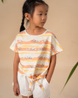 Tilly Tie Front Top - Peach Animal March