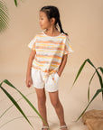 Tilly Tie Front Top - Peach Animal March